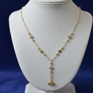 Gold Plated CZ Tassel Pendant Necklace (Art No.138)