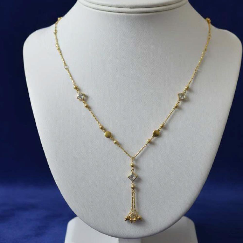 Gold Plated CZ Tassel Pendant Necklace (Art No.138)