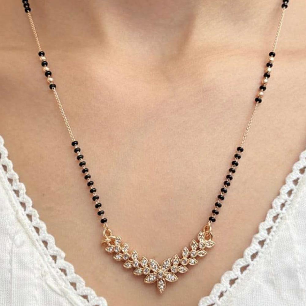 Gold Plated Floral AD Stone Mangalsutra Necklace For Women (Art No.139)