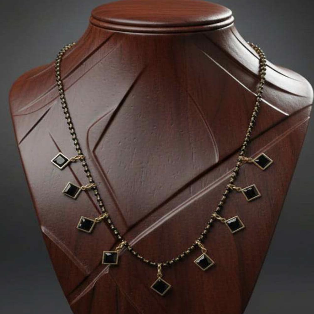 Gold Plated Black Stone Charm Mangalsutra Necklace (Art No.163) - Image 4
