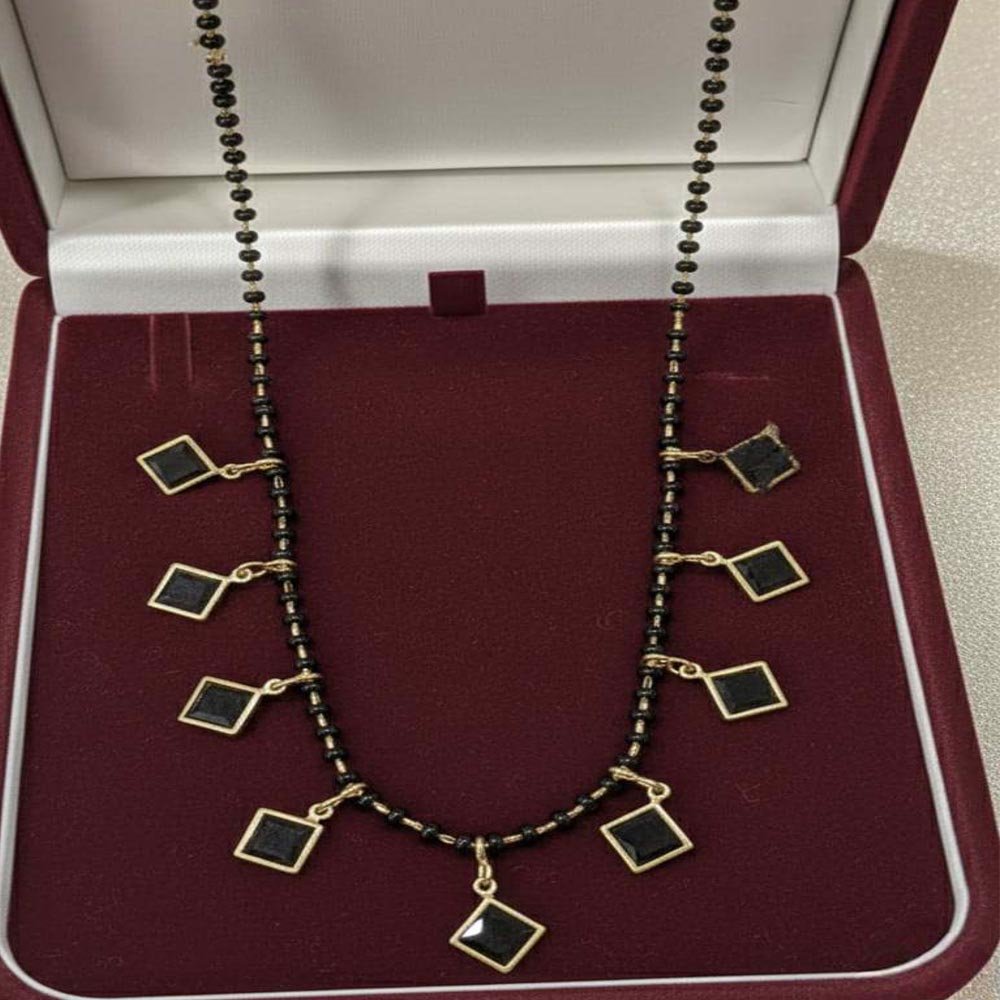 Gold Plated Black Stone Charm Mangalsutra Necklace (Art No.163) - Image 3