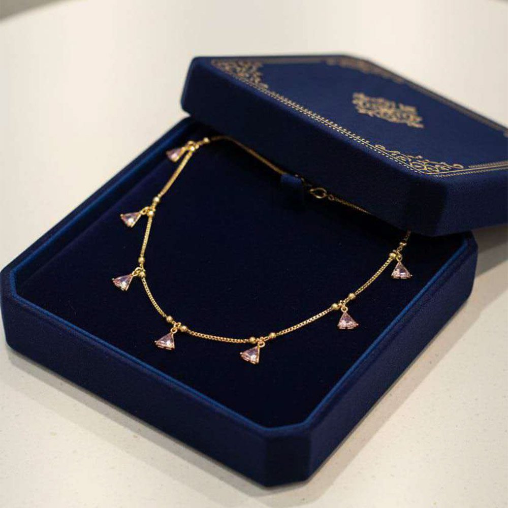 Gold Plated Triangle AD Charm Layered Necklace (Art No.154) - Image 2