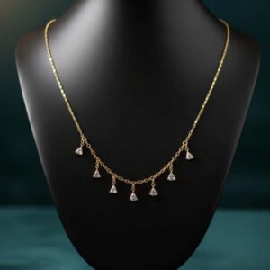 Gold Plated Triangle Charm Pendant Necklace (Art No.153)