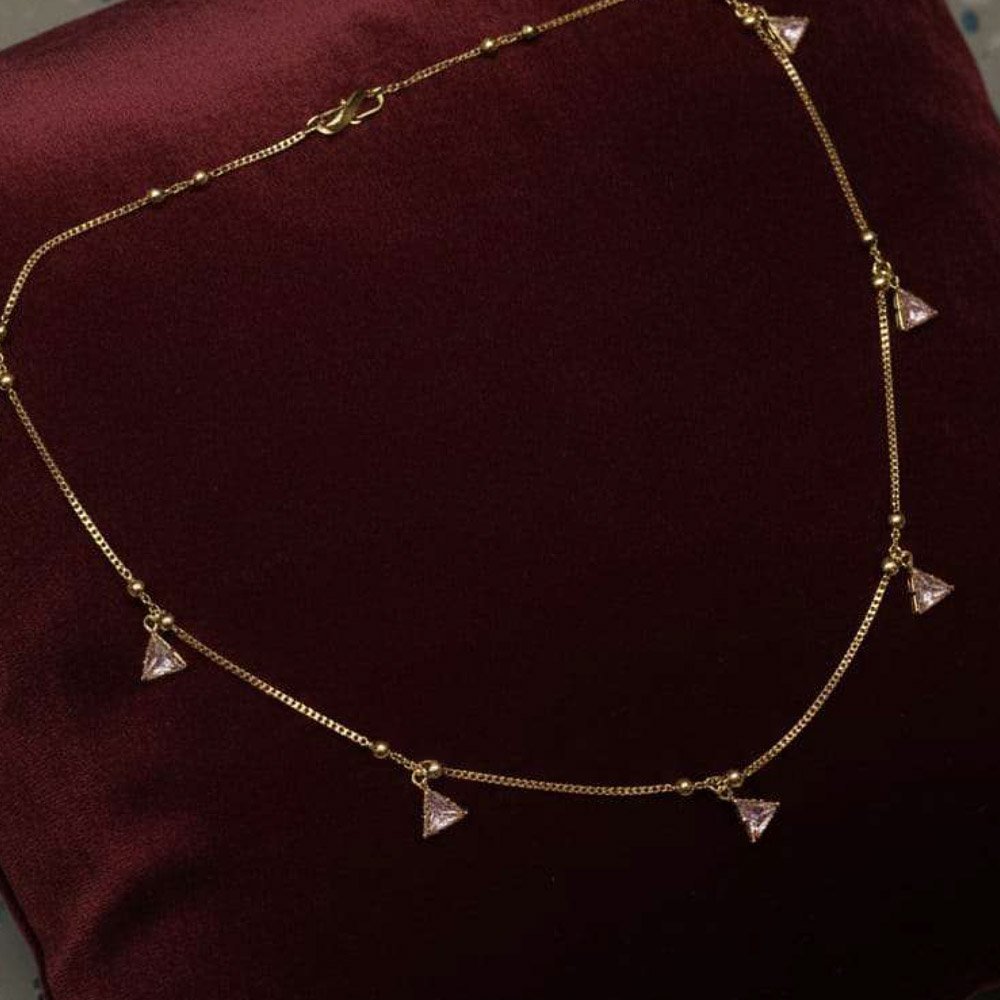Gold Plated Triangle AD Charm Layered Necklace (Art No.154) - Image 4