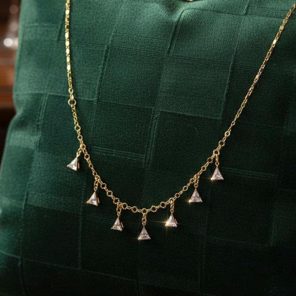 Gold Plated Triangle Charm Pendant Necklace (Art No.153) - Image 4