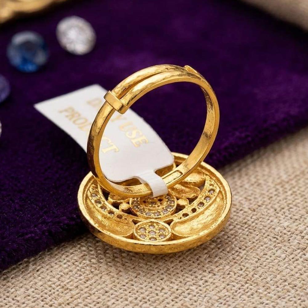 Traditional Gold Plated CZ Floral Adjustable Designer Ring (Art No. 38) - Image 2
