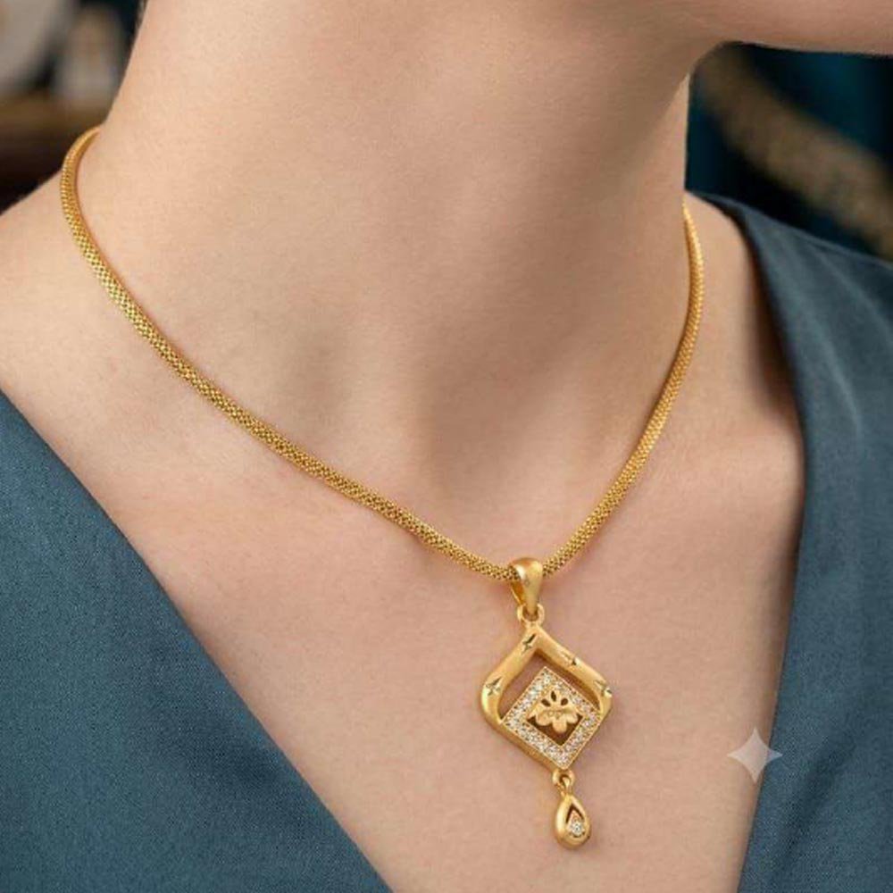 Gold Plated CZ Diamond Pendant Set With Matching Earrings ( Art No. 101 ) - Image 3