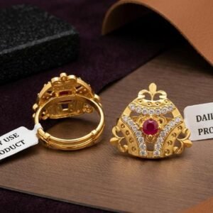 Gold Plated Ruby AD Adjustable Designer Ring ( Art No. 67)
