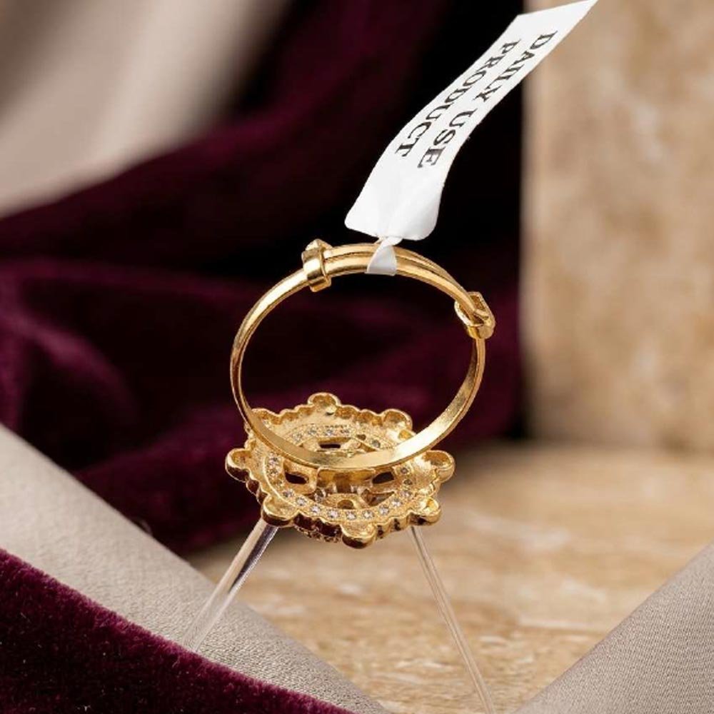 Gold Plated Ruby AD Stone Adjustable Ring ( Art No. 66 ) - Image 3