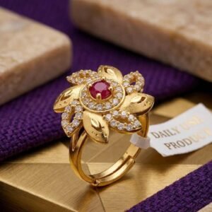 Gold Plated Floral Desinger Adjustable Ring (Art No. 64)