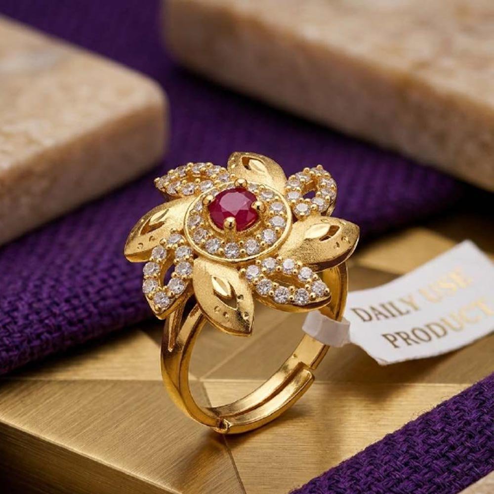 Gold Plated Floral Desinger Adjustable Ring (Art No. 64)