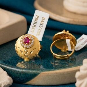 Beautiful Gold Plated Ruby CZ Adjustable Ring For Women Stylish (Art No.59)