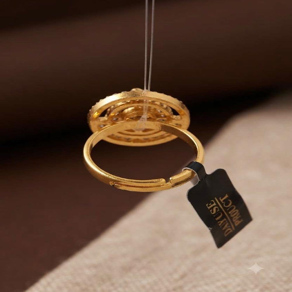 Gold Plated CZ Adjustable Statement Ring For Women(Art No.58) - Image 2