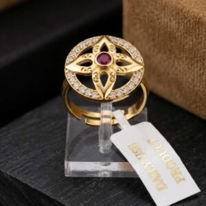 Beautiful Gold Plated Ruby CZ Adjustable Designer Ring For Women(Art No.53)