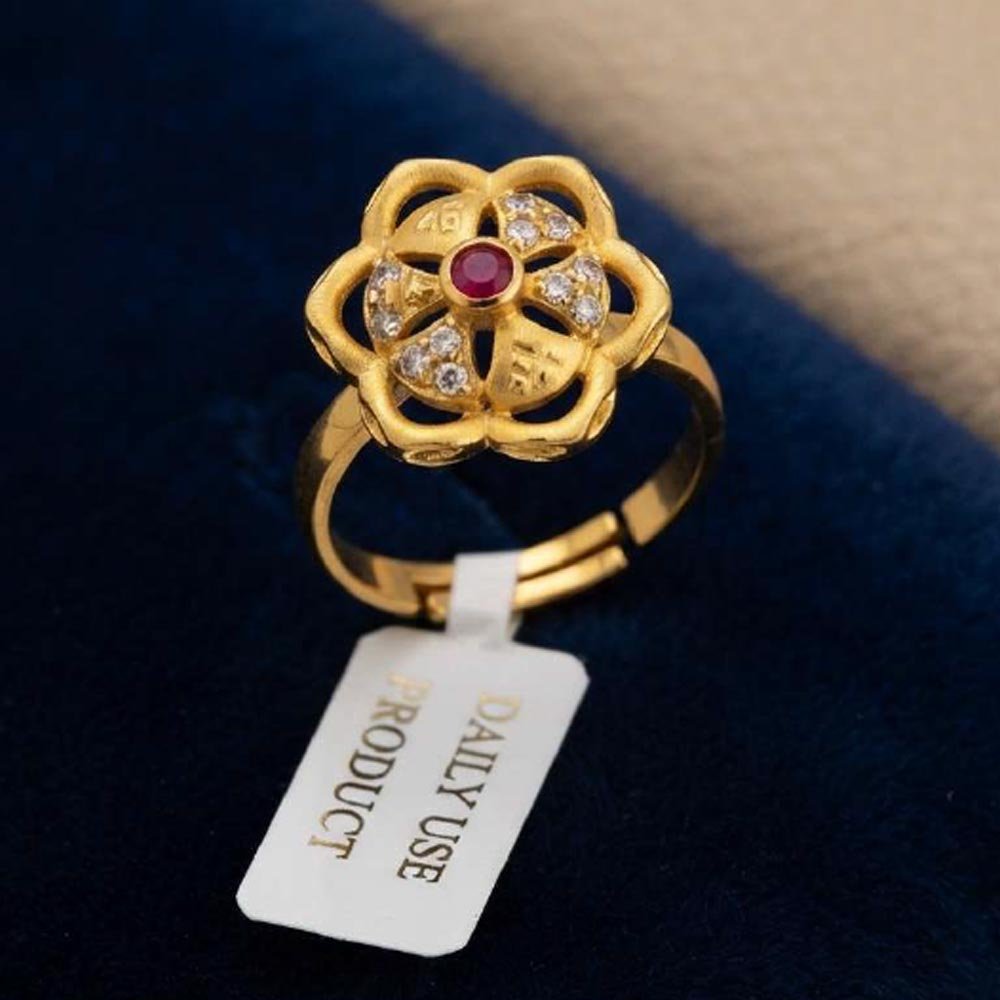 Royal Ruby Blossom Gold Plated Adjustable Ring (Art No.39) - Image 3