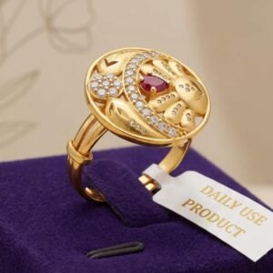 Traditional Gold Plated Ruby AD Stone Adjustable Ring ( Art No. 76)