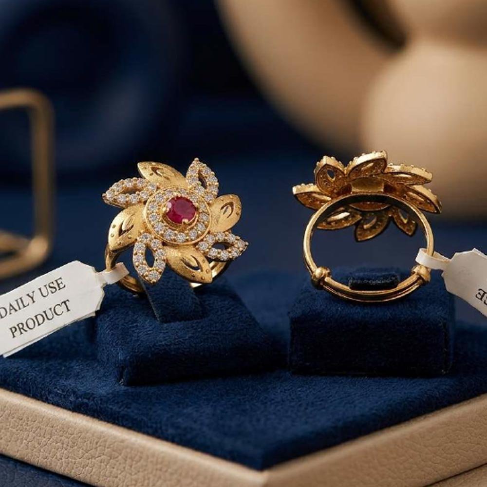 Gold Plated Floral Desinger Adjustable Ring (Art No. 64) - Image 3
