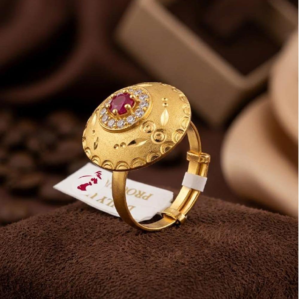 Beautiful Gold Plated Ruby CZ Adjustable Ring For Women Stylish (Art No.59) - Image 4