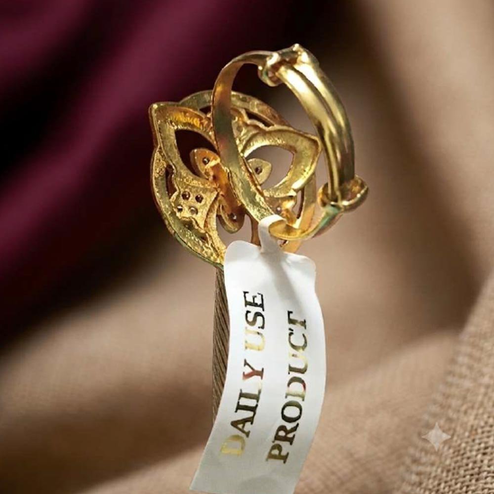 Traditional Gold Plated Floral AD Stone Ring ( Art No. 75 ) - Image 3