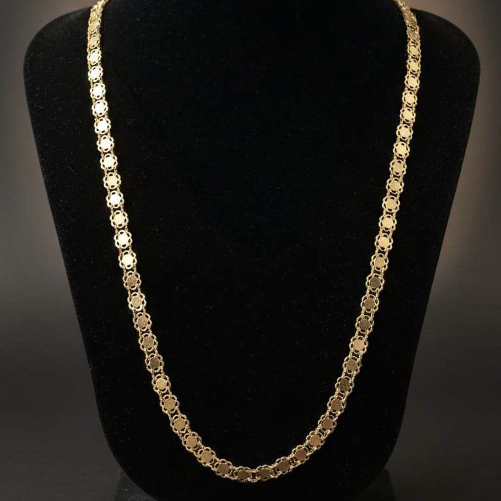Gold Plated Floral Coin Chain Necklace (Art No.185) - Image 2