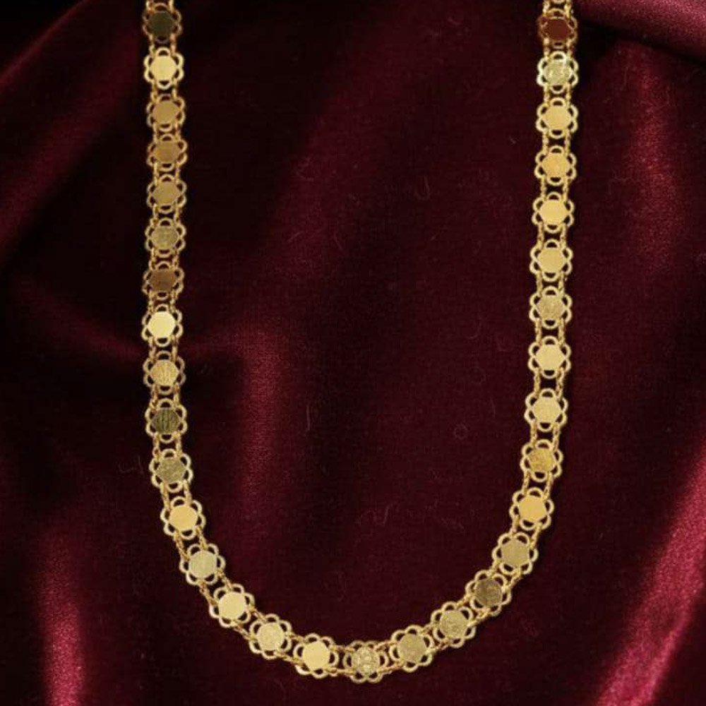 Gold Plated Floral Coin Chain Necklace (Art No.185) - Image 3