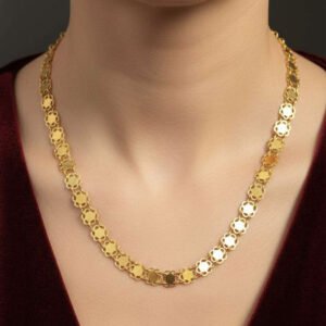 Gold Plated Floral Coin Chain Necklace (Art No.185)