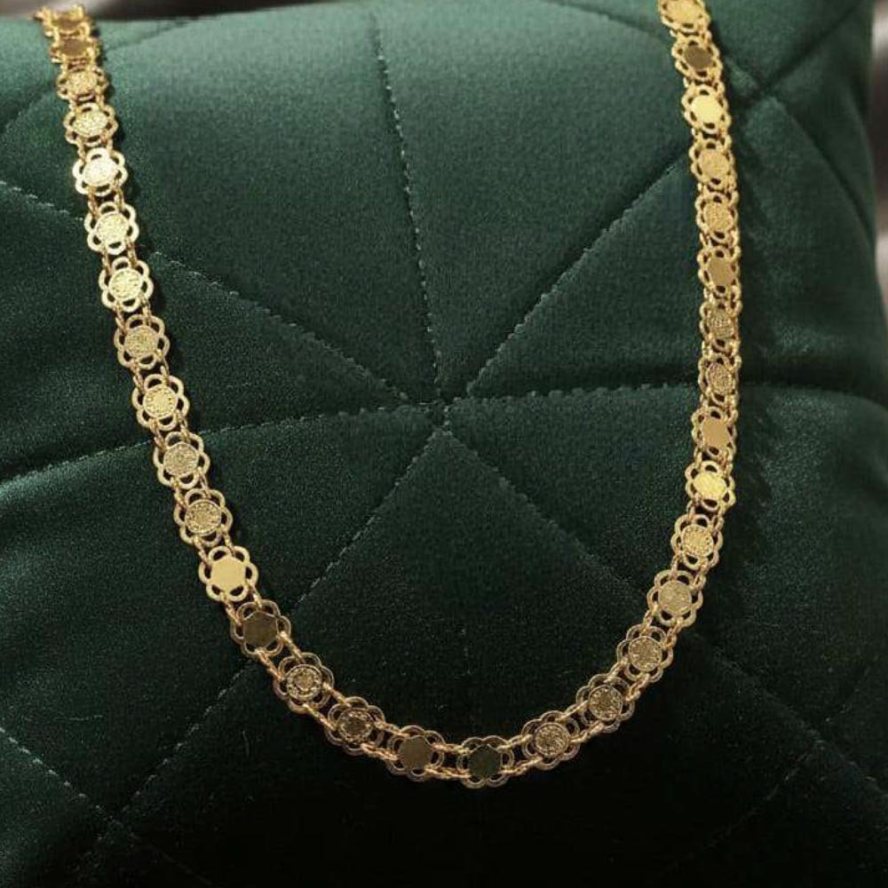 Gold Plated Floral Coin Chain Necklace (Art No.185) - Image 4