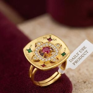 Elegant Gold Plated AD Floral Adjustable Ring ( Art No. 71)