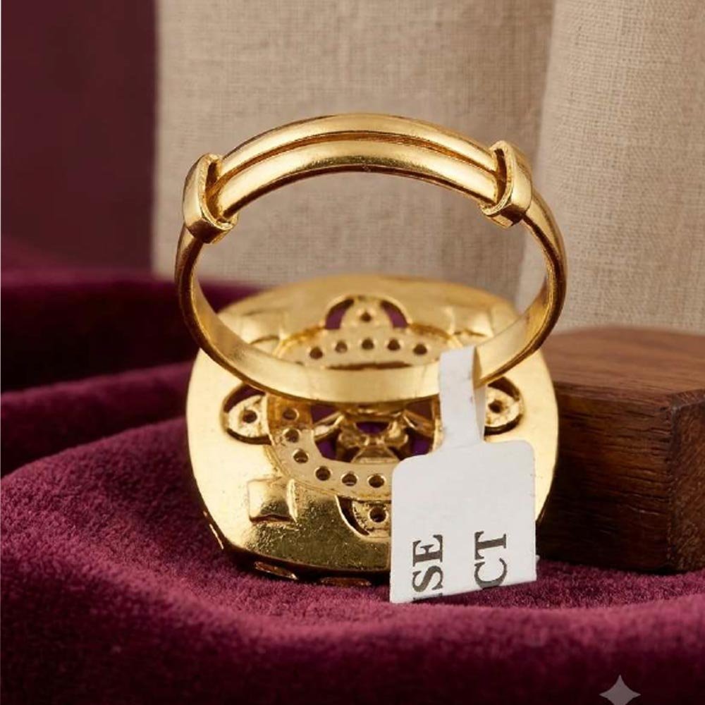 Elegant Gold Plated AD Floral Adjustable Ring ( Art No. 71) - Image 3
