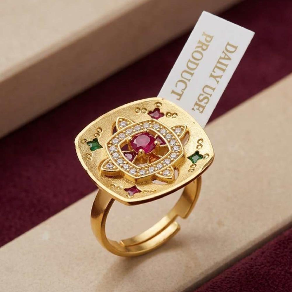 Elegant Gold Plated AD Floral Adjustable Ring ( Art No. 71) - Image 2