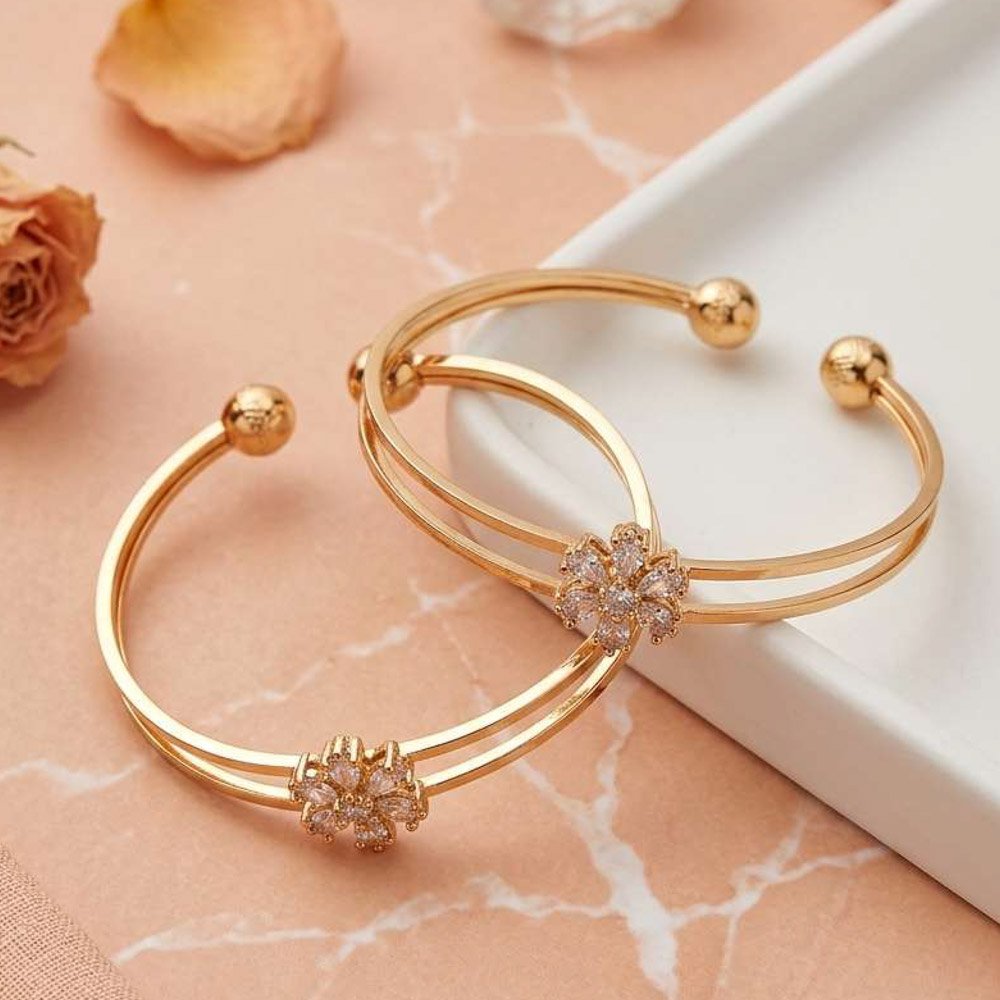 Traditional Gold Plated AD Stone Floral Bangle (Art No.246)