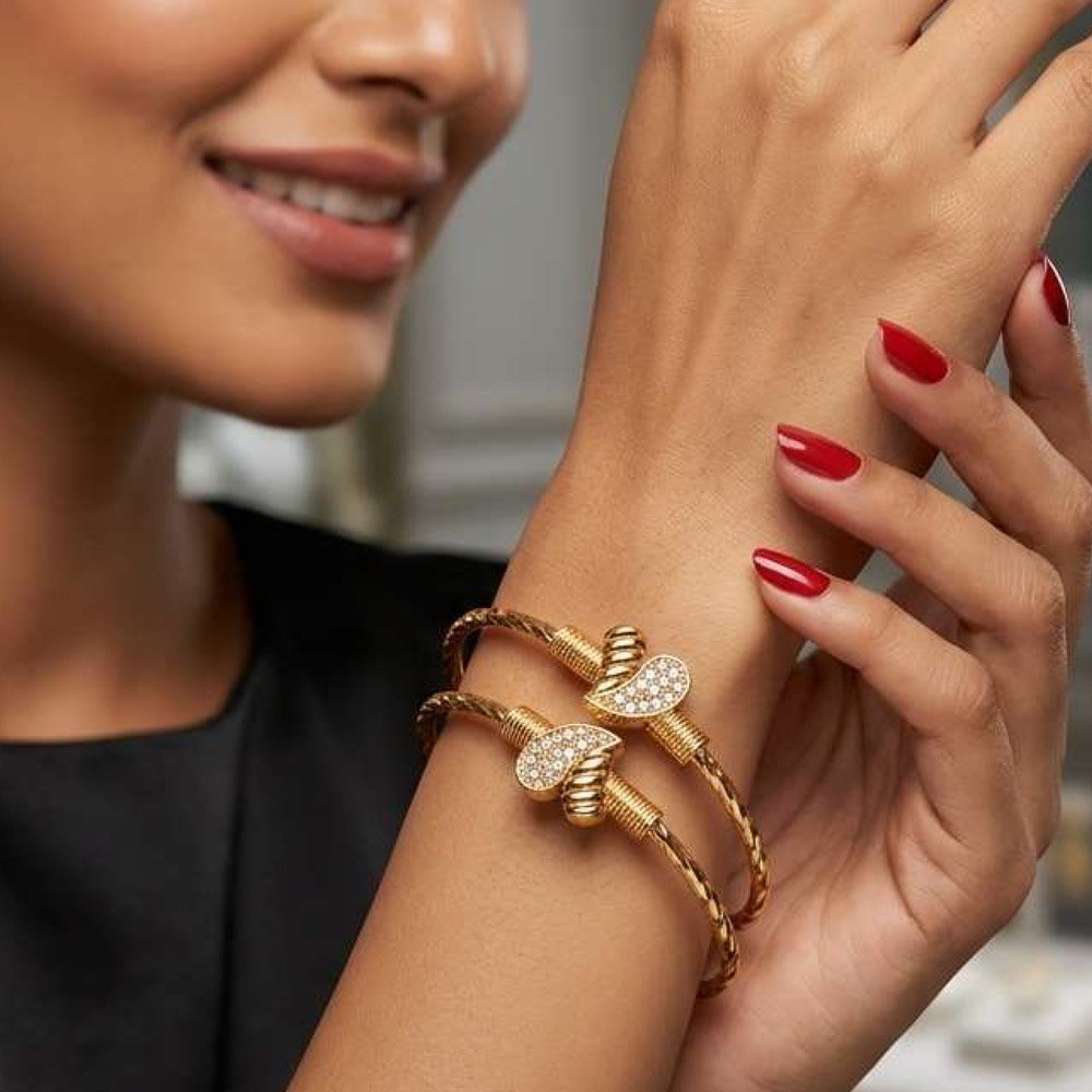 Gold Plated Heart Stone Designer Bangle (Art No.219) - Image 2