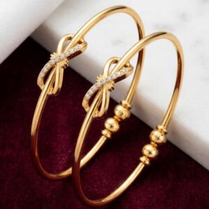 Traditional Gold Plated AD Stone Bow Design Bangle Set (Art No.242)