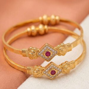 Traditional Gold Plated Ruby Stone Designer Bangle (Art No.244)