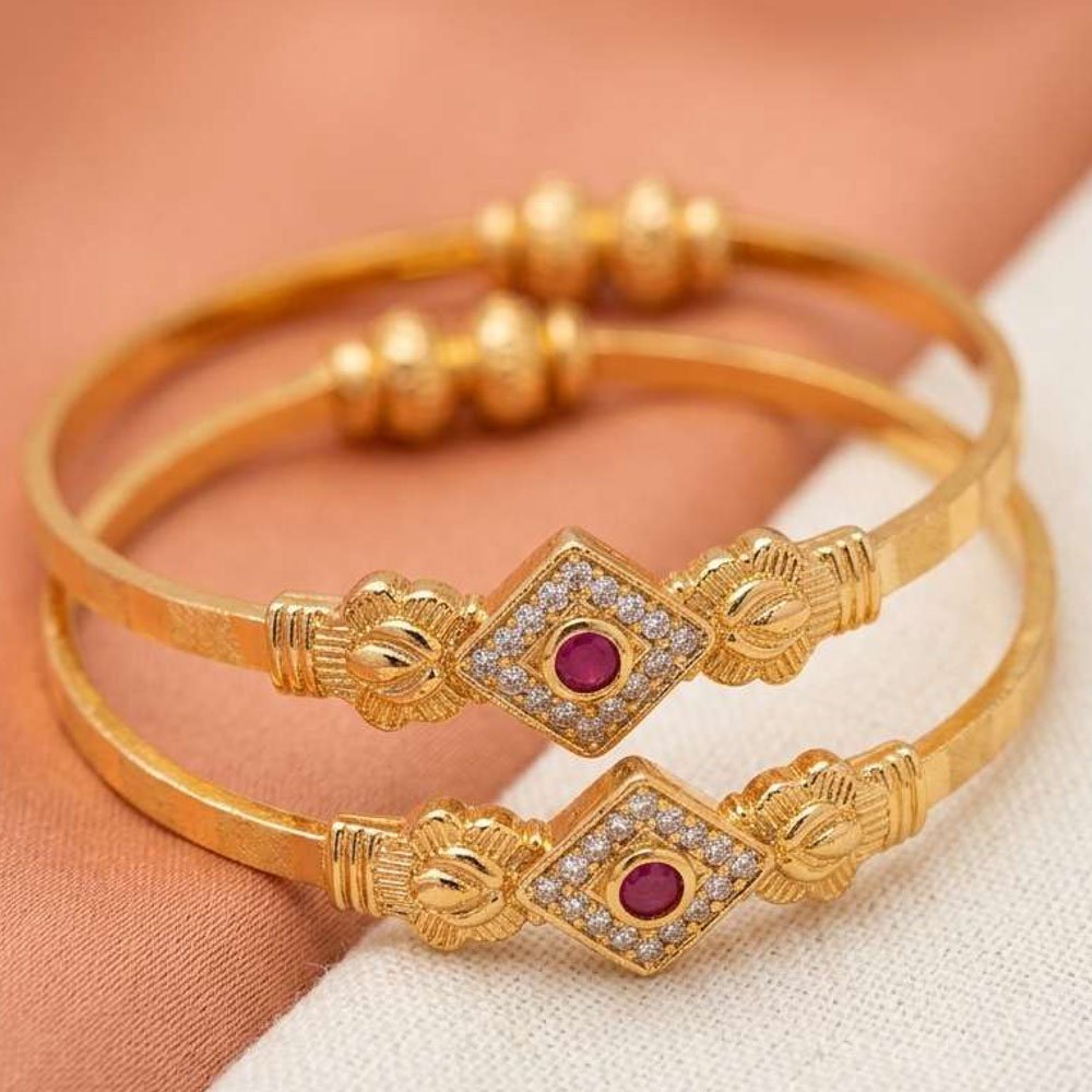 Traditional Gold Plated Ruby Stone Designer Bangle (Art No.244)