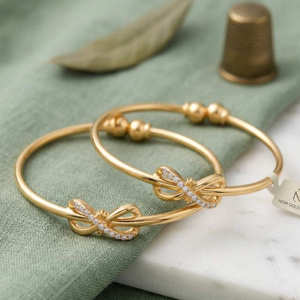 Traditional Gold Plated AD Stone Bow Design Bangle Set (Art No.242) - Image 3