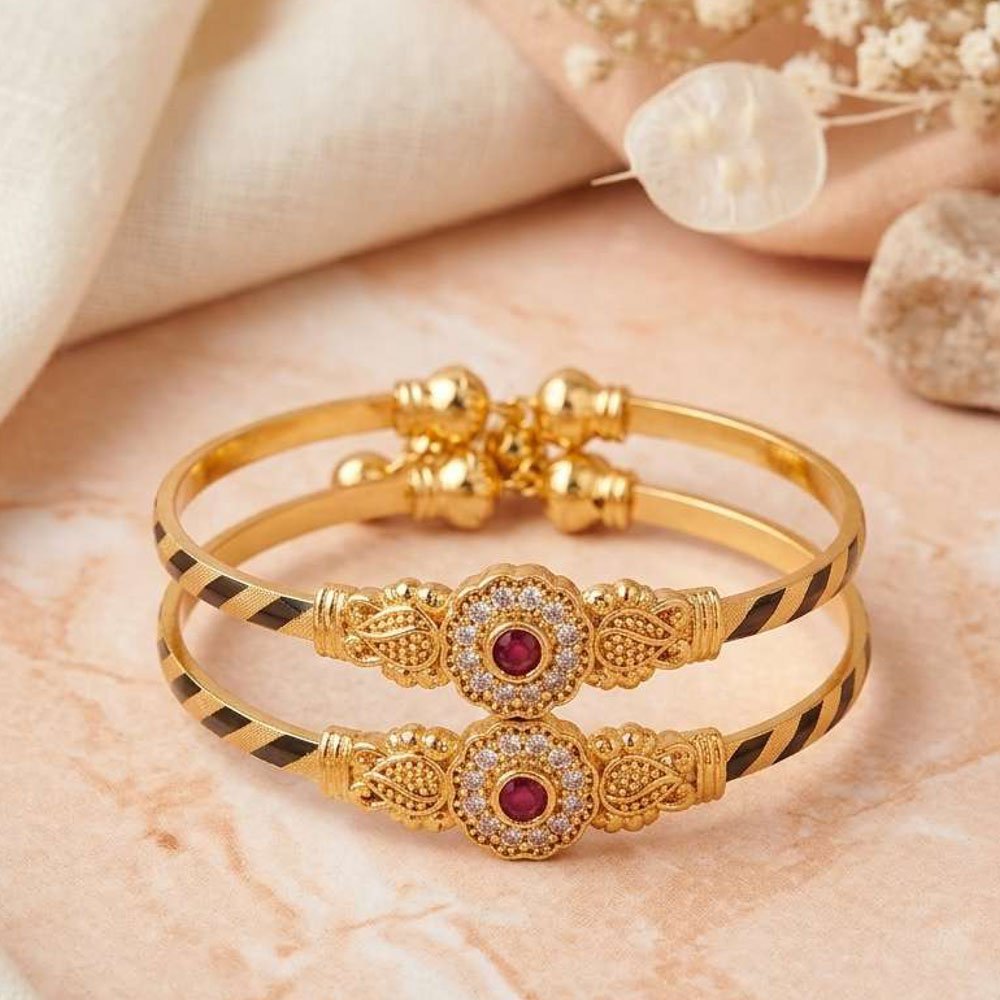 Traditional Gold Plated Ruby AD Stone Bangle (Art No.247)