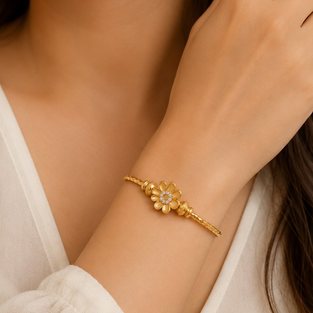 Gold Plated Floral AD Kada Bracelet (Art No.216) - Image 3