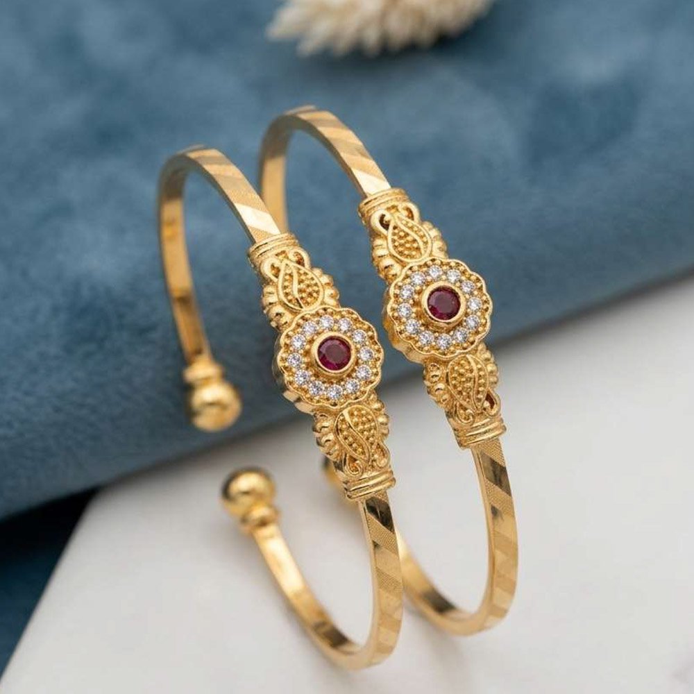 Traditional Gold Plated Ruby AD Stone Bangle (Art No.247) - Image 4