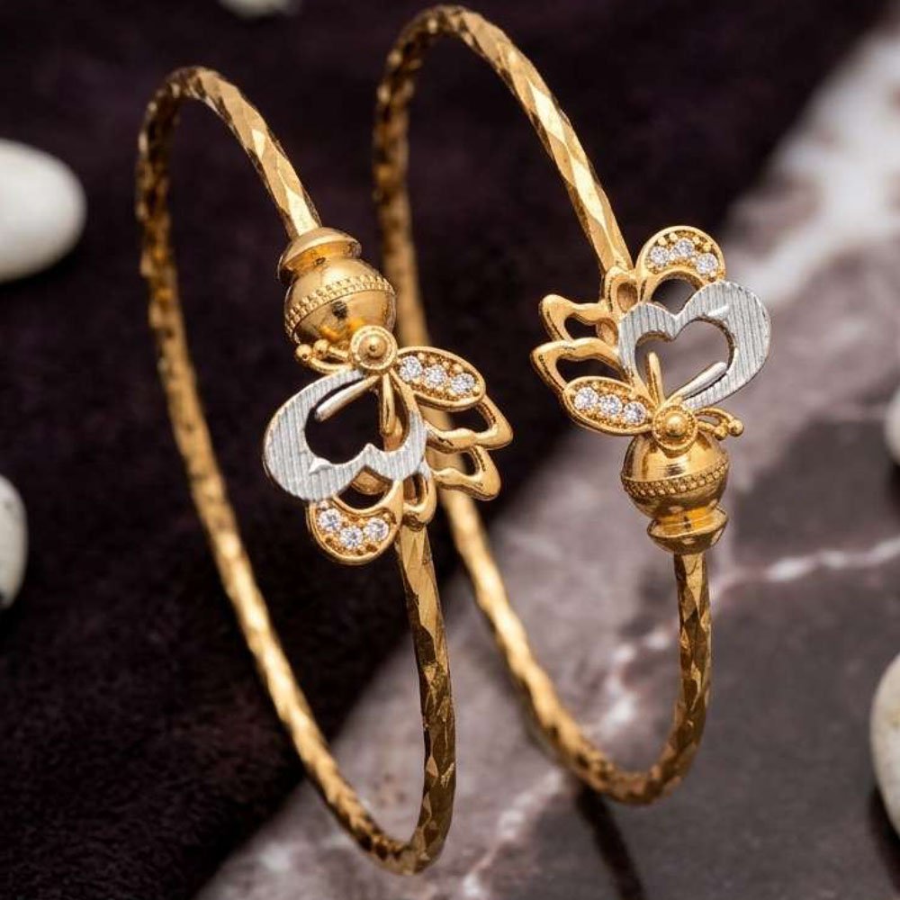 Gold Plated Heart Butterfly Open Kada Bracelet (Art No 213) - Image 3