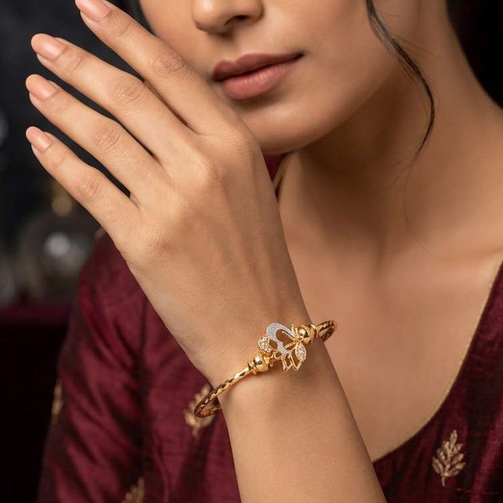 Gold Plated Heart Butterfly Open Kada Bracelet (Art No 213) - Image 2
