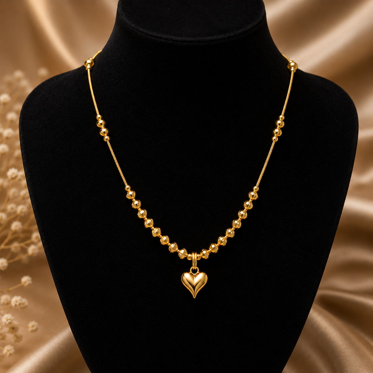 Traditional Gold Plated Heart Pendant Necklace With Ring (Art No.269) - Image 3