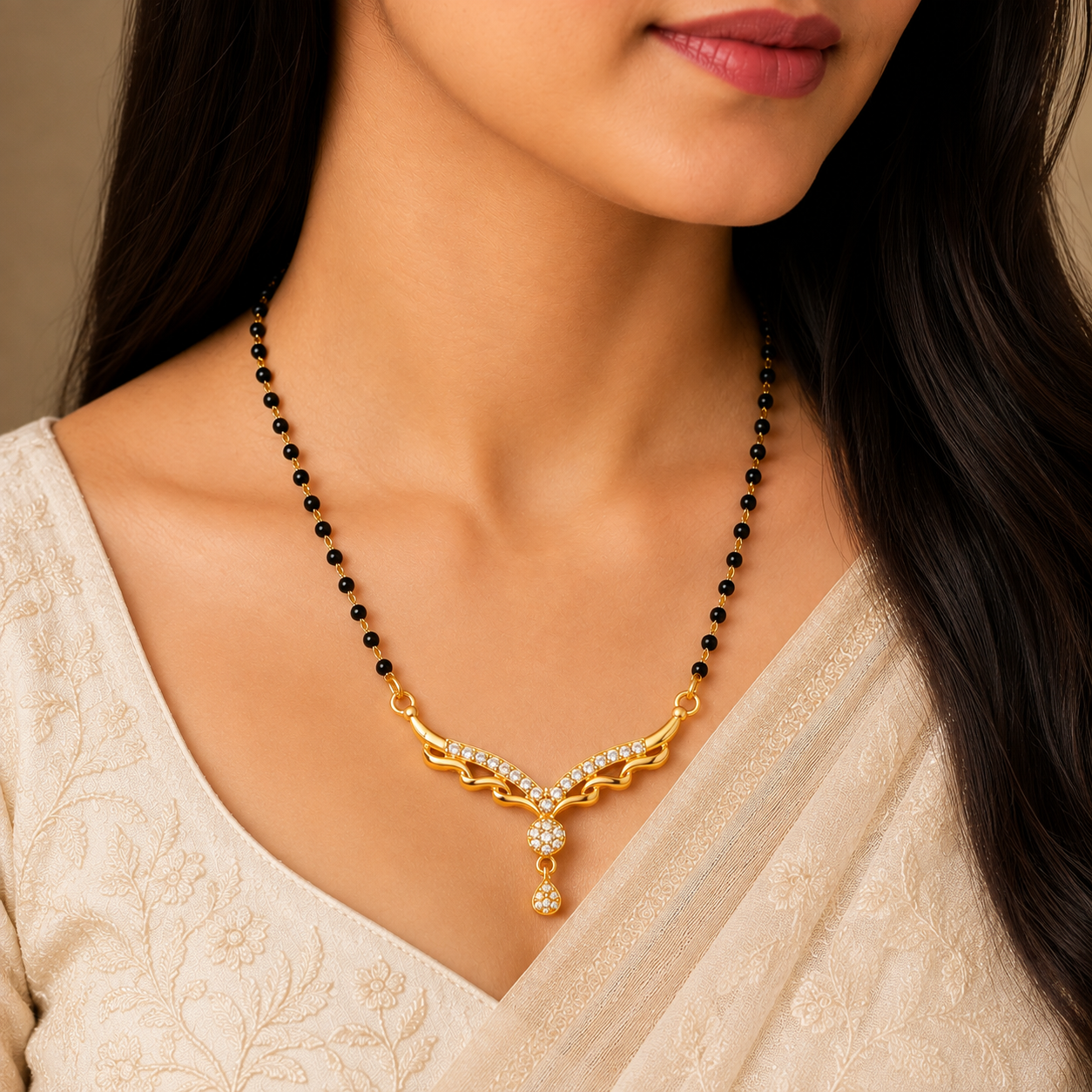 Traditional Gold Plated CZ Mangalsutra For Women (Art No.274) - Image 2