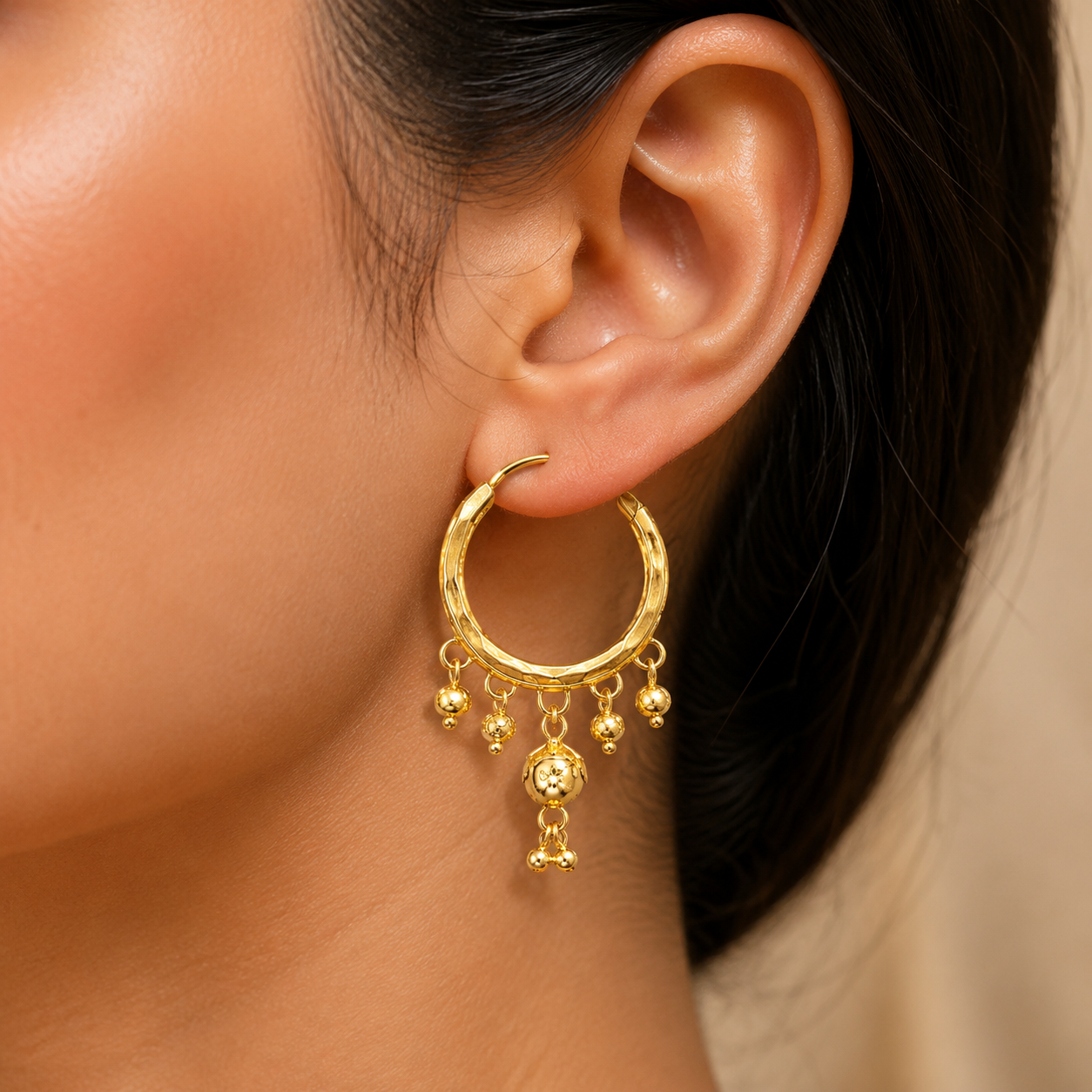 Gold Plated Ghungroo Hoop Earrings for Women and Girls (Art No.305) - Image 2