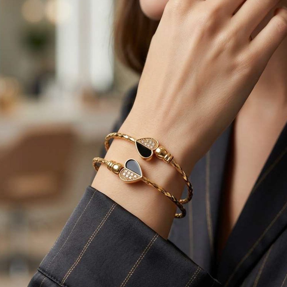 Gold Plated Heart Shape Bangle (Art No.217) - Image 2