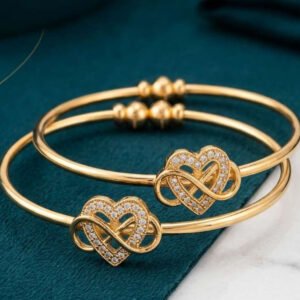 Gold Plated Heart Design Open Kada Bracelet (Art No.218)