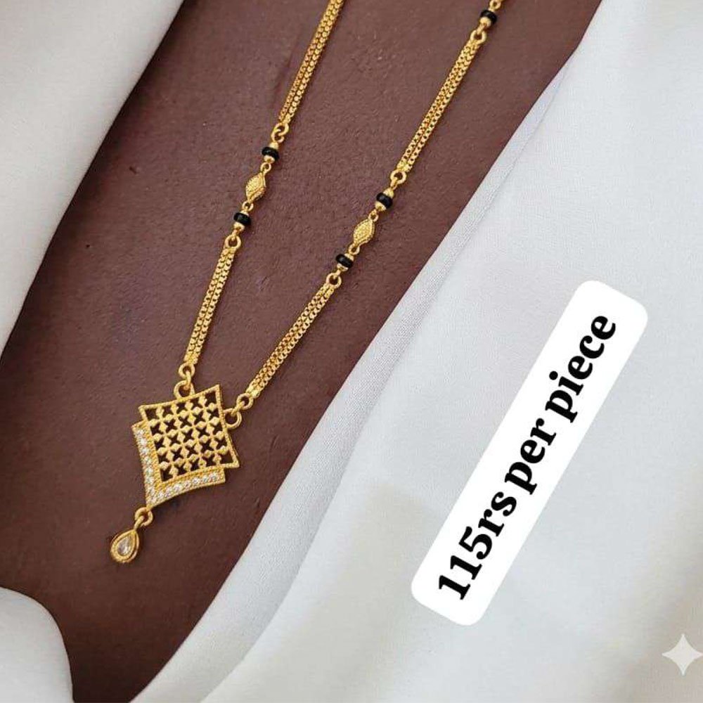 Traditional Gold Plated Black Beads Diamond Shape Mangalsutra For Women (Art No.236) - Image 3