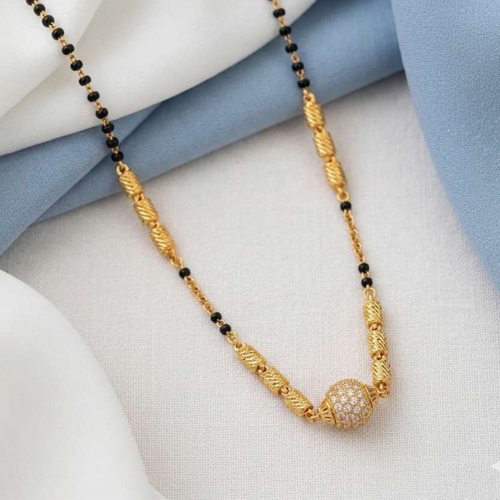 Gold Plated Black Beads AD Ball Mangalsutra for Women (Art No.230) - Image 2