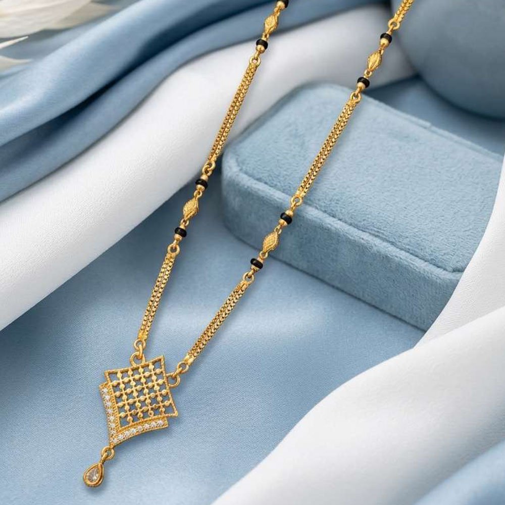 Traditional Gold Plated Black Beads Diamond Shape Mangalsutra For Women (Art No.236) - Image 4