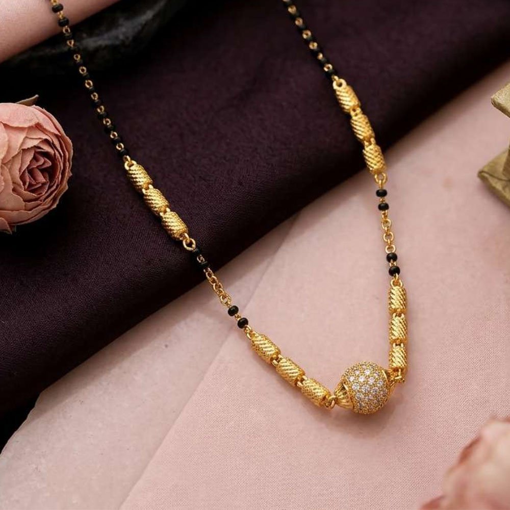 Gold Plated Black Beads AD Ball Mangalsutra for Women (Art No.230) - Image 4